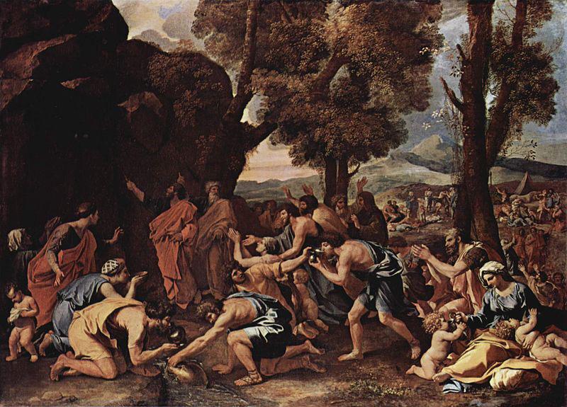Nicolas Poussin Moses schlagt Wasser aus dem Felsen oil painting picture